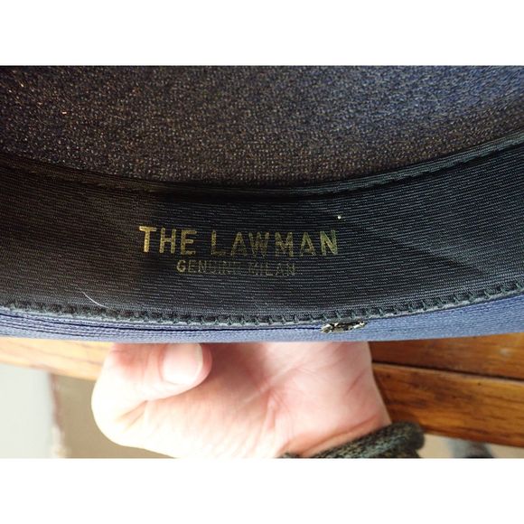 Lawman Hat Genuine Milan 7 1/4 Silver Tassel Campaign Sheriff Blue Navy Straw - Picture 10 of 10